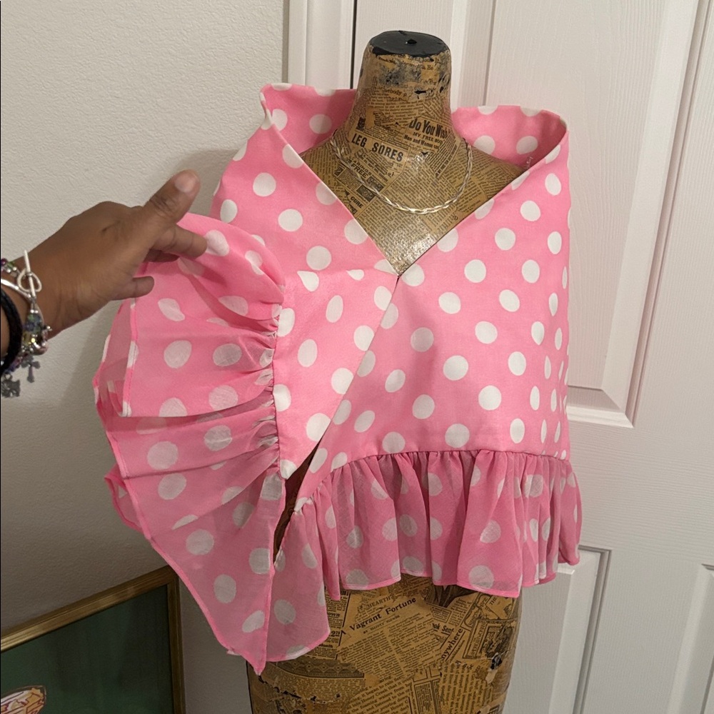 Jerri Shooter Las Vegas two piece polka dot skirt set vintage fairycore pink 70s - Picture 7 of 12